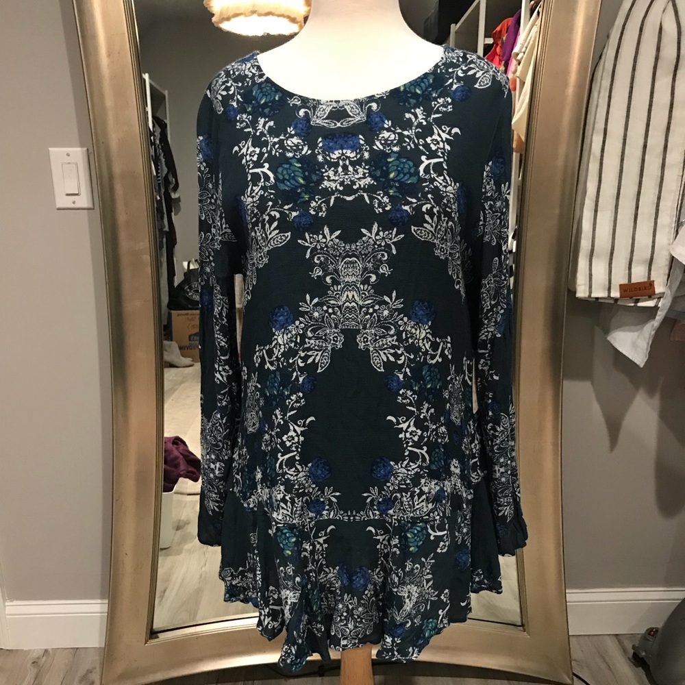 Free people emerald green pattern tunic